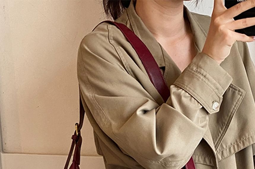 With Charm Leather Bag Faux Plain Crossbody