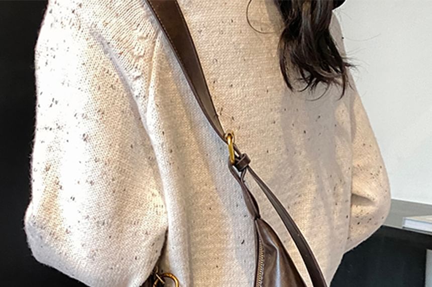 With Charm Leather Bag Faux Plain Crossbody