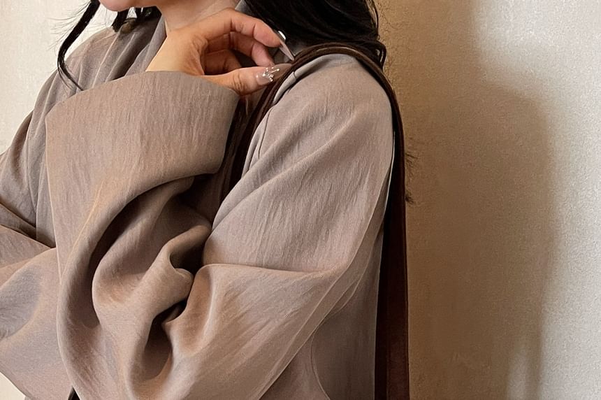 Plain Faux Drawstring Suede Tote Bag