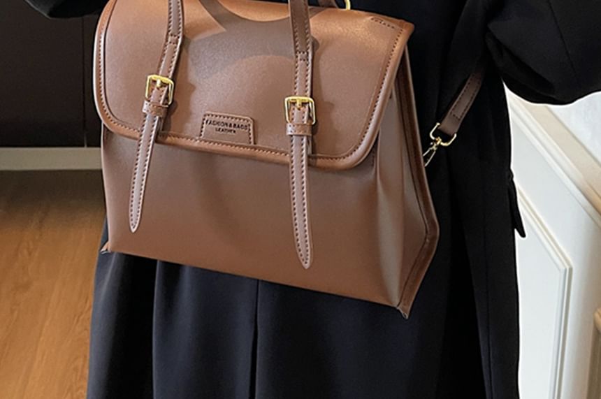 Flap Backpack Leather Faux