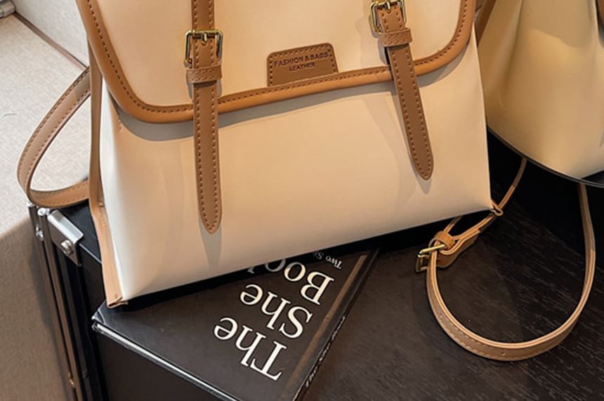 Flap Backpack Leather Faux