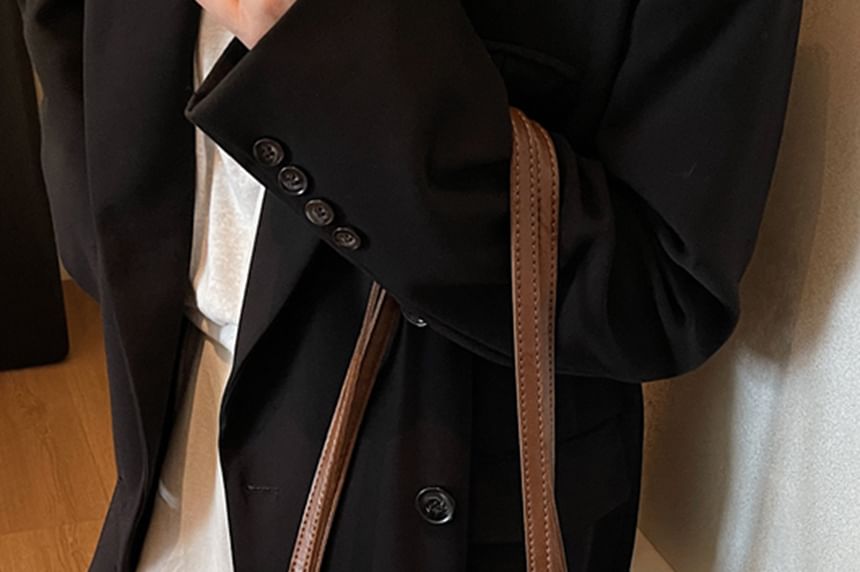 With Faux Plain Bag Tote Leather Charm