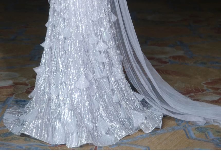 Gown Strapless A-Line Evening Sequin