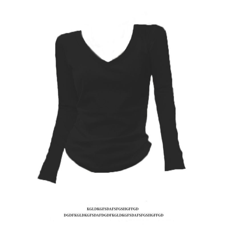 Plain V-Neck Long-Sleeved Tee