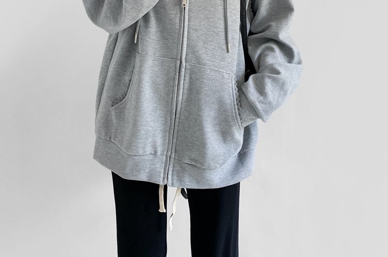 Zip-Up Drawstring Hoodie
