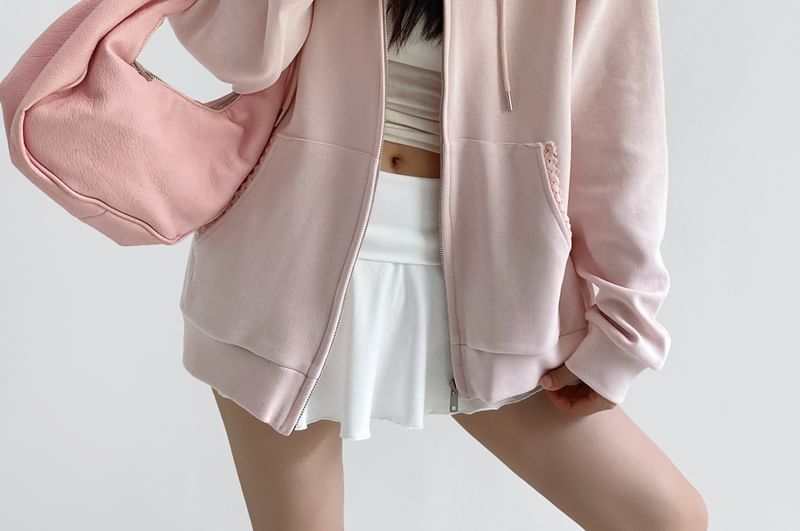 Zip-Up Drawstring Hoodie