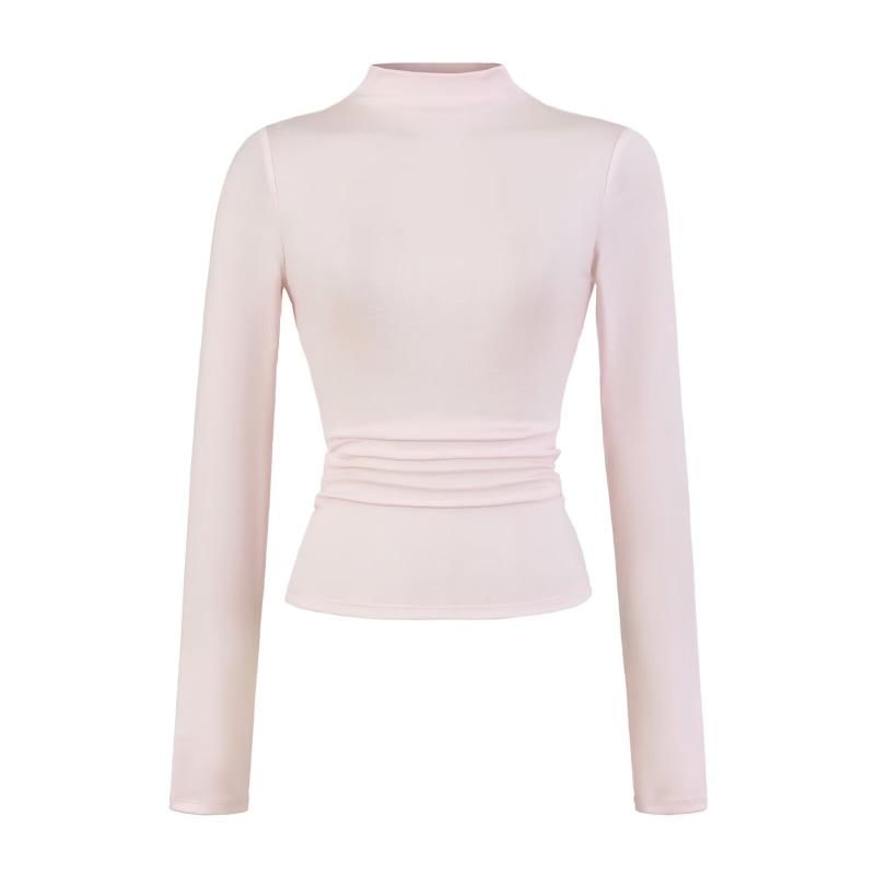 Plain Mock Neck Long-Sleeved Tee