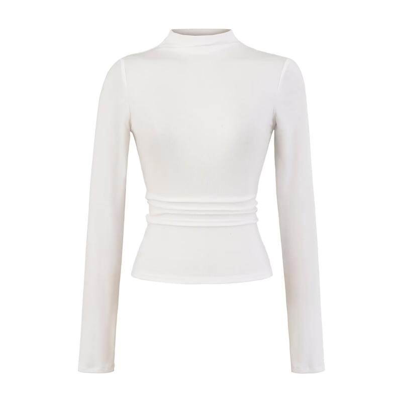 Plain Mock Neck Long-Sleeved Tee