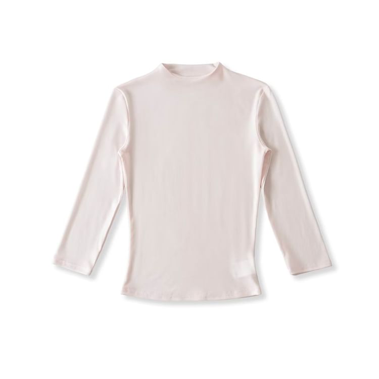 Plain Mock Neck 3/4-Sleeved Crop Tee