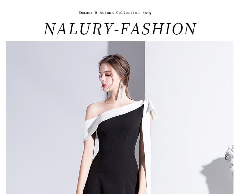 Tone Shoulder A-Line Two Gown Evening Off