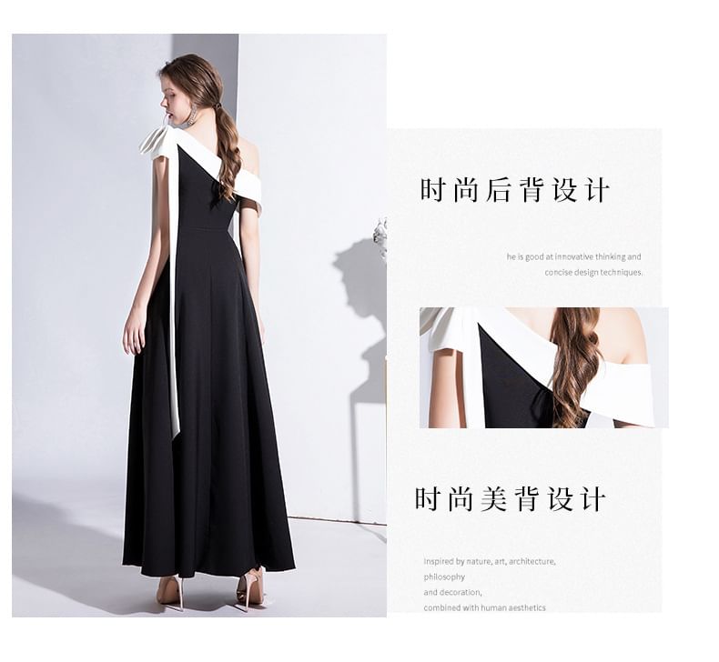 Tone Shoulder A-Line Two Gown Evening Off