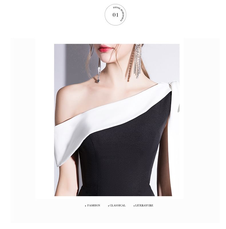 Tone Shoulder A-Line Two Gown Evening Off