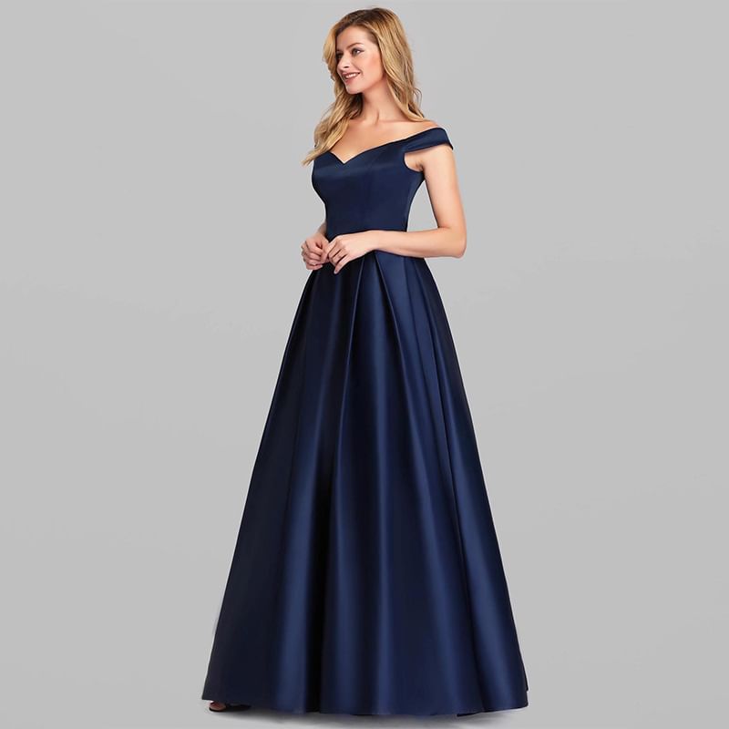 Evening Gown Off Plain A-Line Shoulder