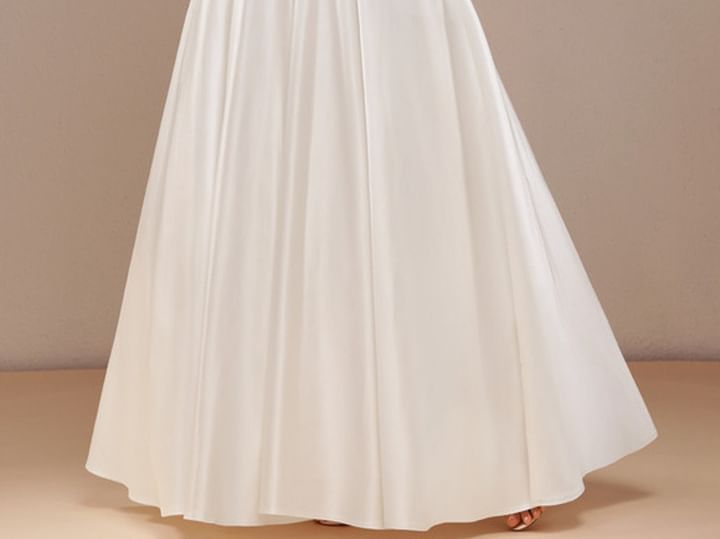 Strap Plain Gown Spaghetti V-Neck Evening