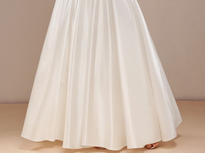 Strap Plain Gown Spaghetti V-Neck Evening
