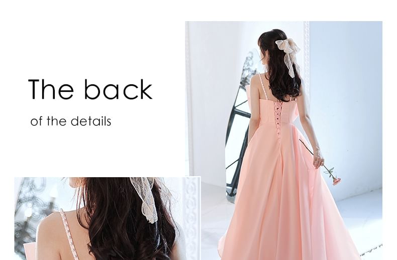 Gown A-Line Evening Plain Sleeveless Front Bow