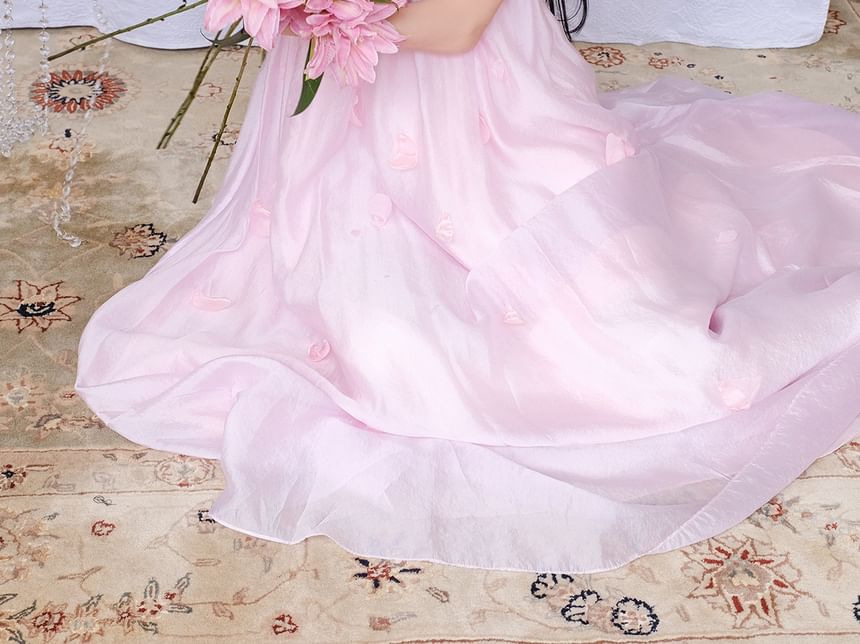 Accent Mesh Floral Gown Sleeveless Evening A-Line