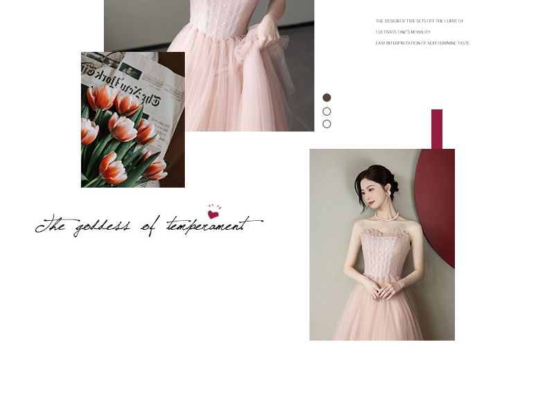 Strapless Evening Gown A-Line Lace