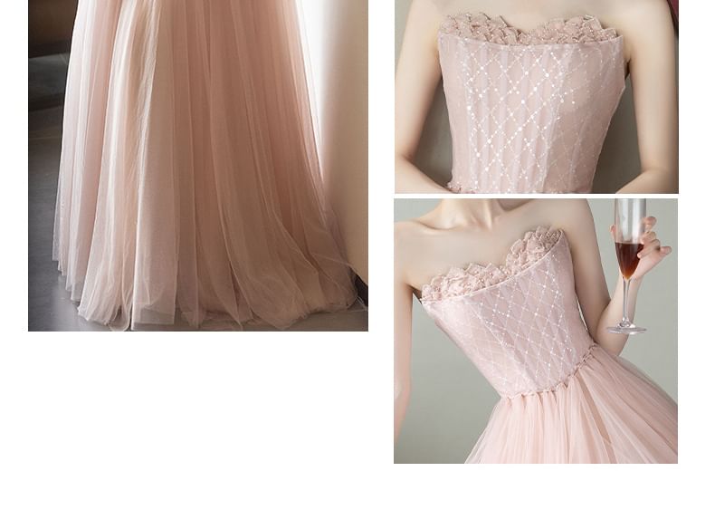 Strapless Evening Gown A-Line Lace