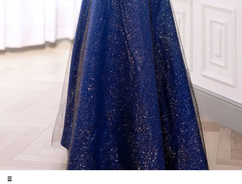 Glitter Plain Off Ruched A-Line Gown Short Shoulder Evening Mesh Sleeve