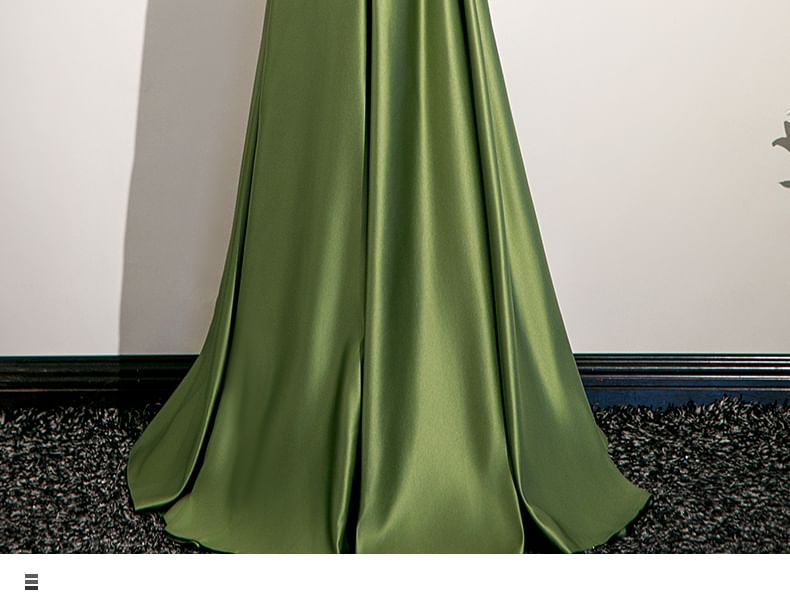 Ruched Gown Satin Tube Evening Plain A-Line