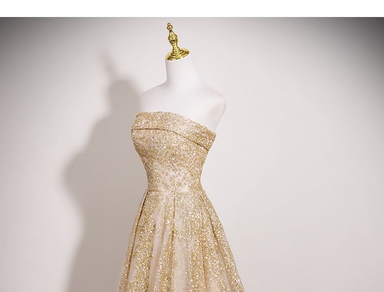 Evening Beaded A-Line Tube Gown Mesh