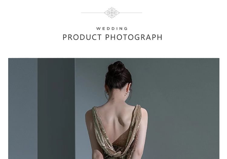 Mermaid Neck Sleeveless Cowl Sequin Open Evening Back Gown