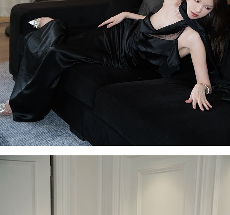 Plain Sheath Evening Back Halter Gown Open