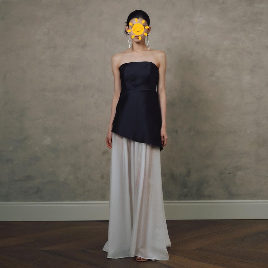 Tone Gown Evening Panel A-Line Two Strapless