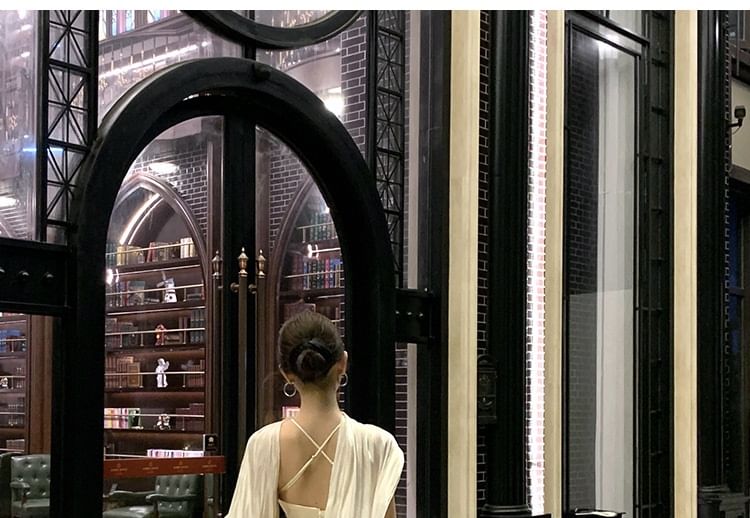 A-Line Plain Gown Halter Open Neck Evening Back