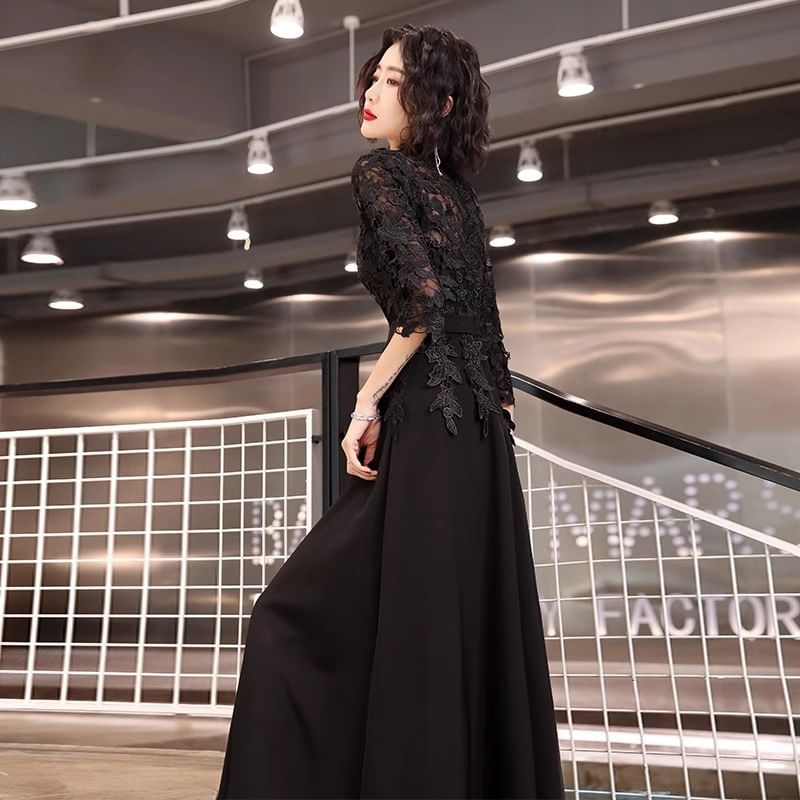 Gown A-Line 3/4-Sleeve Evening / Dress Lace