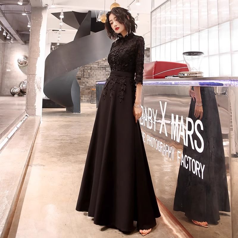 Gown A-Line 3/4-Sleeve Evening / Dress Lace