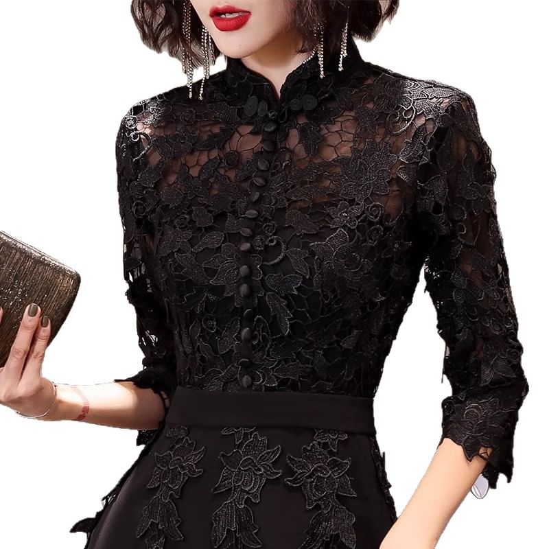 Gown A-Line 3/4-Sleeve Evening / Dress Lace