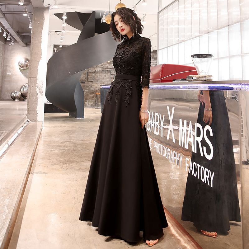 Gown A-Line 3/4-Sleeve Evening / Dress Lace