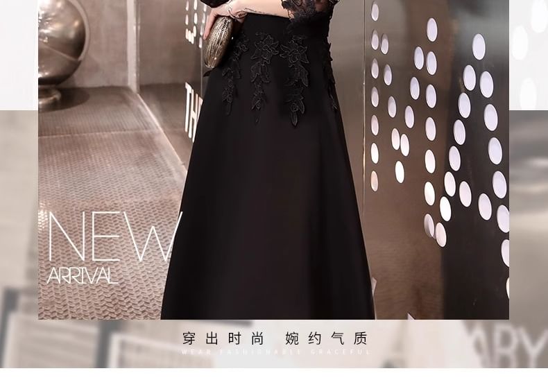 Gown A-Line 3/4-Sleeve Evening / Dress Lace