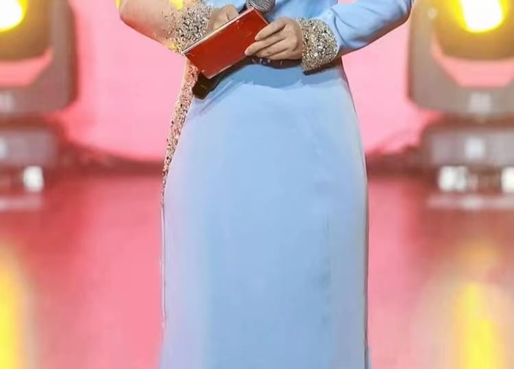 Rhinestone Gown Evening A-Line Sheer Long-Sleeve Panel