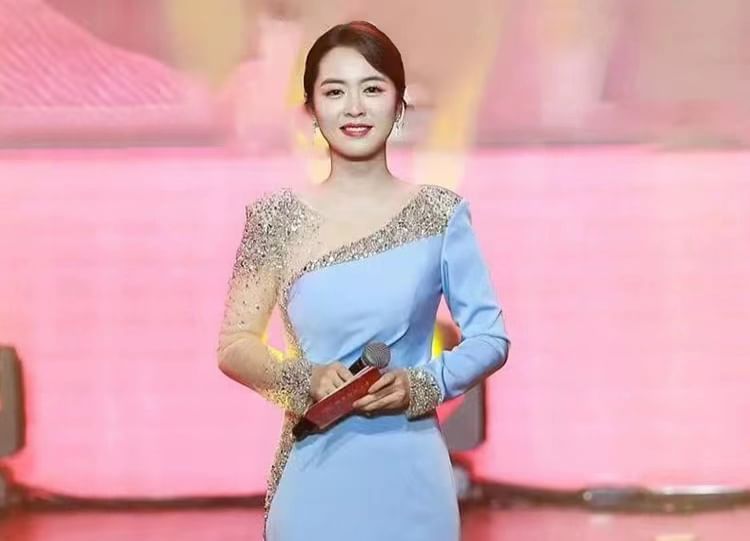 Long-Sleeve Rhinestone Sheer Panel A-Line Evening Gown