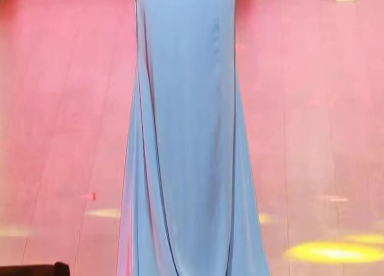 Rhinestone Gown Evening A-Line Sheer Long-Sleeve Panel