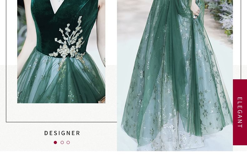 Applique A-Line Panel Sleeveless Midi / Cocktail Dress Evening Velvet Sequin Floral Bow Mesh Gown V-Neck