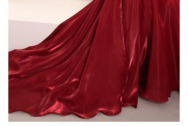 Neck Evening Beaded Round Tie-Up Mesh Panel A-Line Sleeveless Cutout Gown