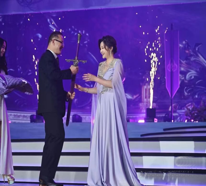 Cape-Sleeve Sequin Panel A-Line Evening Gown