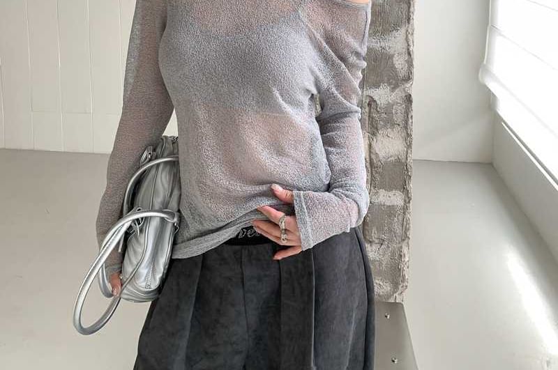 Crop Camisole & Off-Shoulder Mesh Top Set