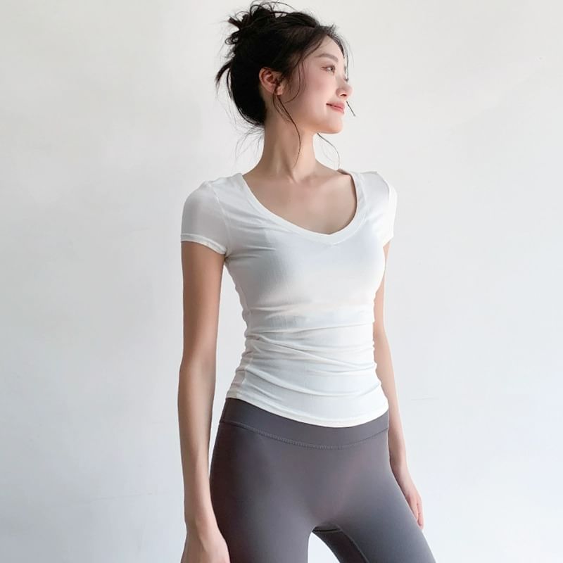 Short Sleeve V-Neck Plain T-Shirt