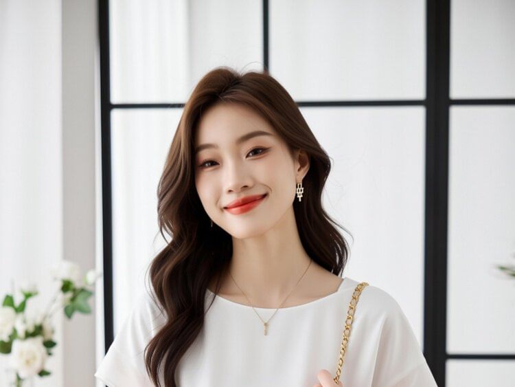 Chiffon Crewneck Short Sleeve Blouse