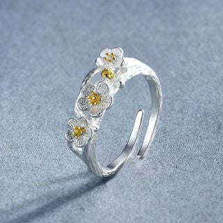 Silver Sterling 925 Ring Floral Open