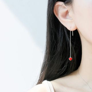 Sterling 925 Drop Earring Heart Silver
