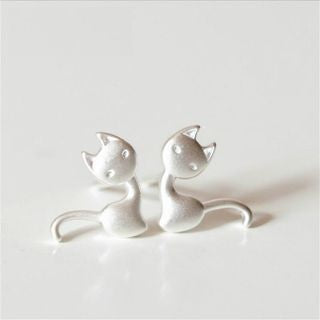 Sterling 925 Cat Earring Silver