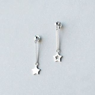 Sterling 925 Star Asymmetrical Drop Silver Earring