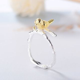 Silver Bird 925 Gold Open Plated Ring Sterling