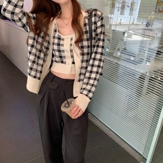 Camisole Plaid Top Cardigan /